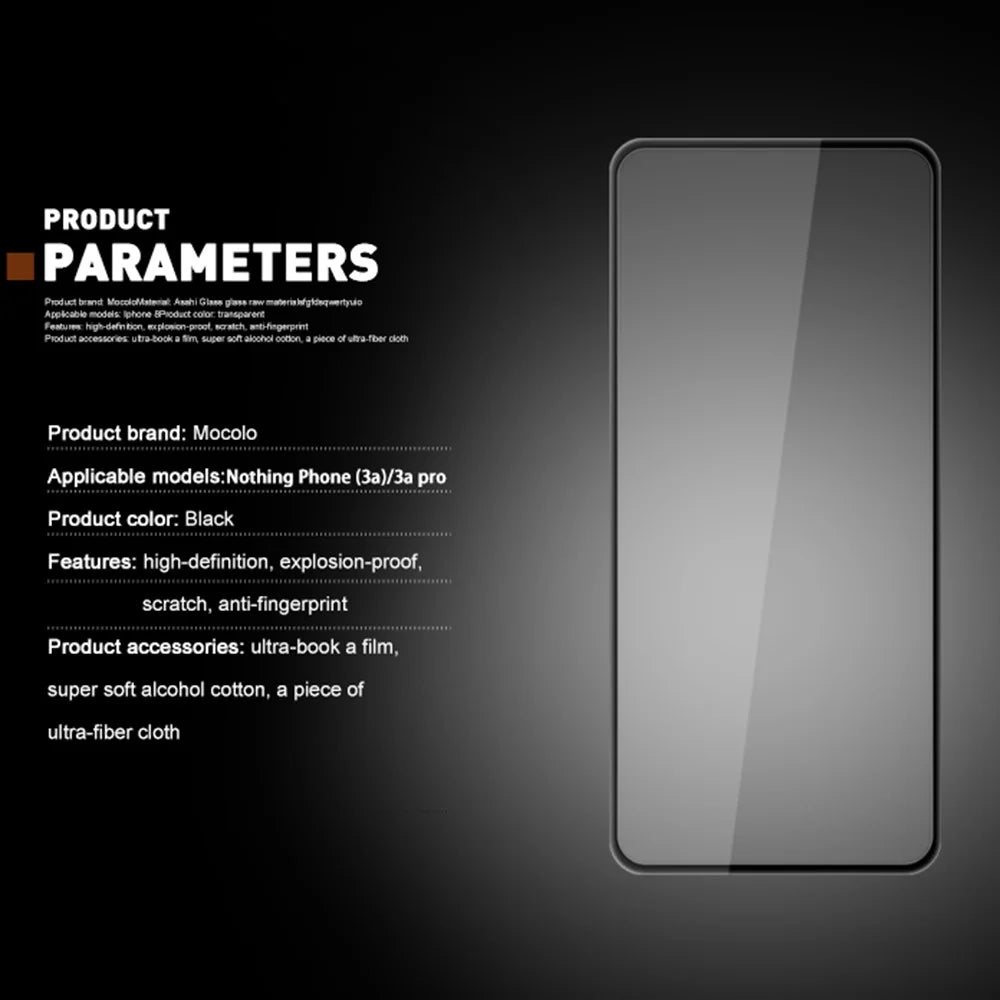 MOCOLO For Nothing Phone (3a) / (3a) Pro Screen Protector Anti-Shatter Silk Printing Tempered Glass Film - Black - 6