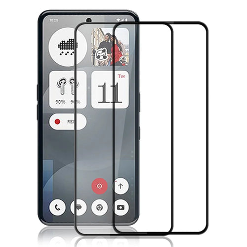 AMORUS 2Pcs For Nothing Phone (3a) / (3a) Pro Screen Protector Shatterproof Silk Printing Tempered Glass Film - Black - 1