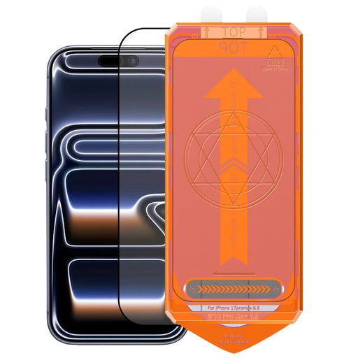 COTECI For iPhone 17 Pro Full Screen Protector HD Silk Printing Tempered Glass Film with Dust Removal Tool - 1