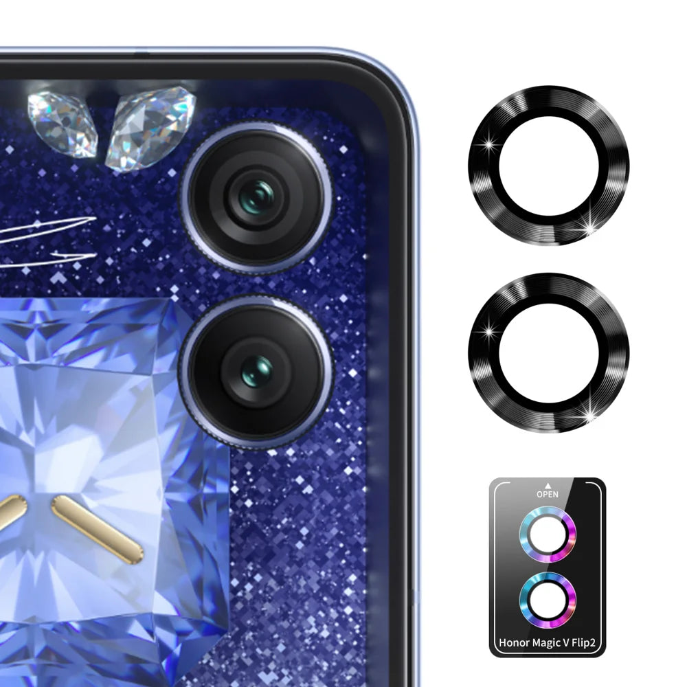 ENKAY HAT PRINCE For Honor Magic V Flip 2 Camera Lens Protector  Metal Ring Lens Film - Black - 1