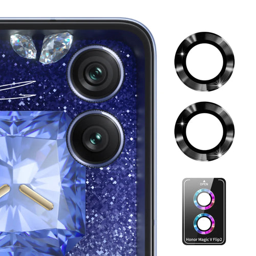 ENKAY HAT PRINCE For Honor Magic V Flip 2 Camera Lens Protector  Metal Ring Lens Film - Black - 1