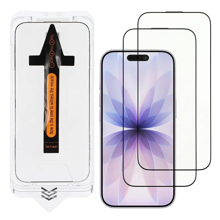 2Pcs For iPhone 17 Screen Protector HD Clear High Aluminium Silicon Glass Film with Dust Removal Tool - 1