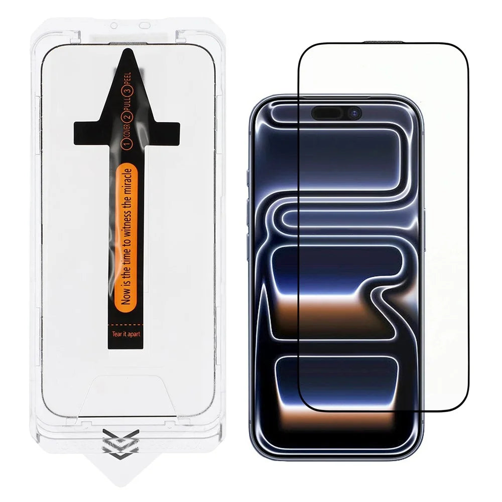 For iPhone 17 Pro Screen Protector Silk Printing Clear High Aluminium Silicon Glass Film with Dust Removal Tool - 1