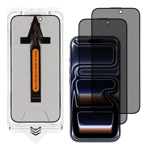 2Pcs For iPhone 17 Pro Screen Protector Anti Spy High Aluminium Silicon Glass Film with Dust Removal Tool - 1