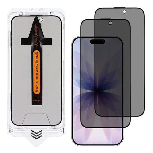 2Pcs For iPhone 17 Screen Protector Anti Spy High Aluminium Silicon Glass Film with Dust Removal Tool - 1