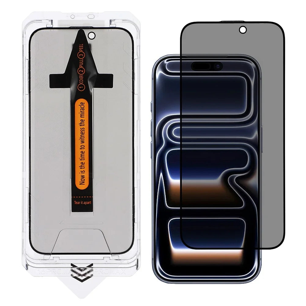 For iPhone 17 Pro Screen Protector Anti Spy High Aluminium Silicon Glass Film with Dust Removal Tool - 1
