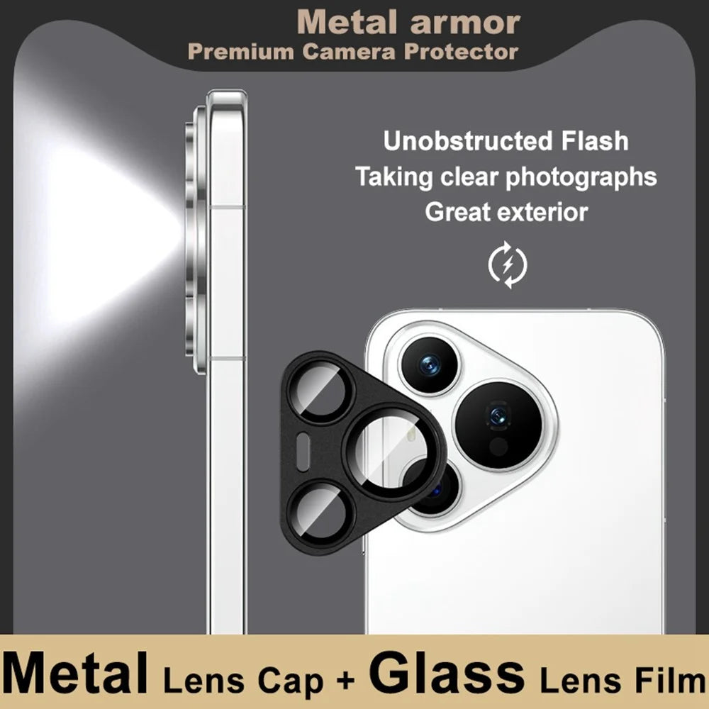 IMAK For Huawei Pura 70 Camera Lens Film Metal Lens Cap + Tempered Glass Lens Protector - Black - 5
