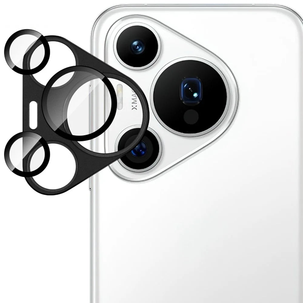 IMAK For Huawei Pura 70 Pro / Pura 70 Pro+ Camera Lens Film Metal Lens Cap + Tempered Glass Lens Protector - Black - 2