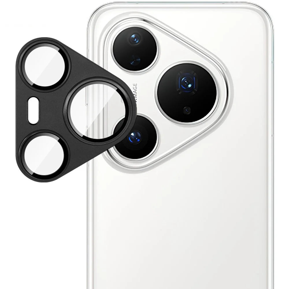 IMAK For Huawei Pura 80 Pro / Pura 80 Pro+ Camera Lens Film Metal Lens Cap + Tempered Glass Lens Protector - Black - 1