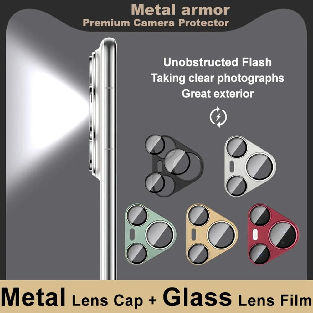 IMAK For Huawei Pura 80 Pro / Pura 80 Pro+ Camera Lens Film Metal Lens Cap + Tempered Glass Lens Protector - Black - 6
