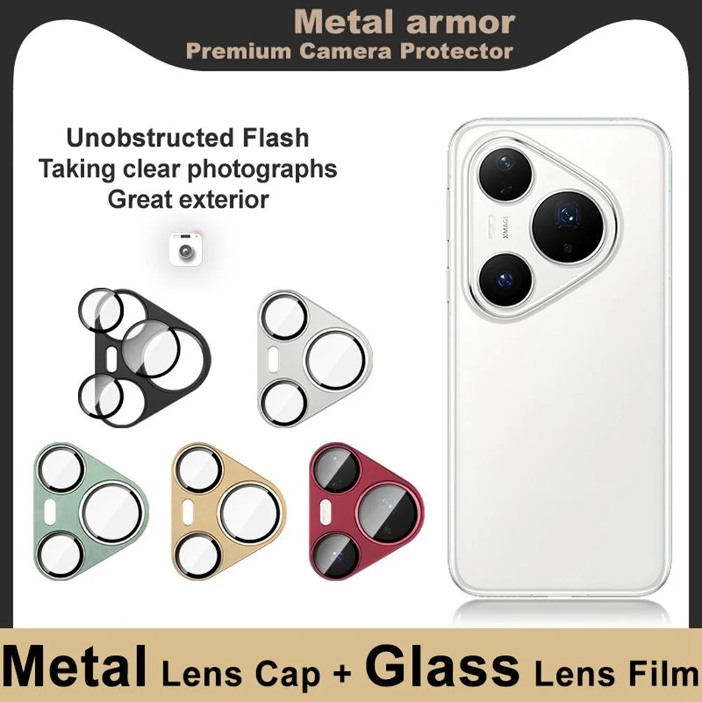 IMAK For Huawei Pura 80 Pro / Pura 80 Pro+ Camera Lens Film Metal Lens Cap + Tempered Glass Lens Protector - Black - 7