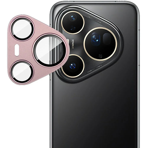 IMAK For Huawei Pura 80 Ultra Camera Lens Film Metal Lens Cap + Tempered Glass Lens Protector - Pink - 1