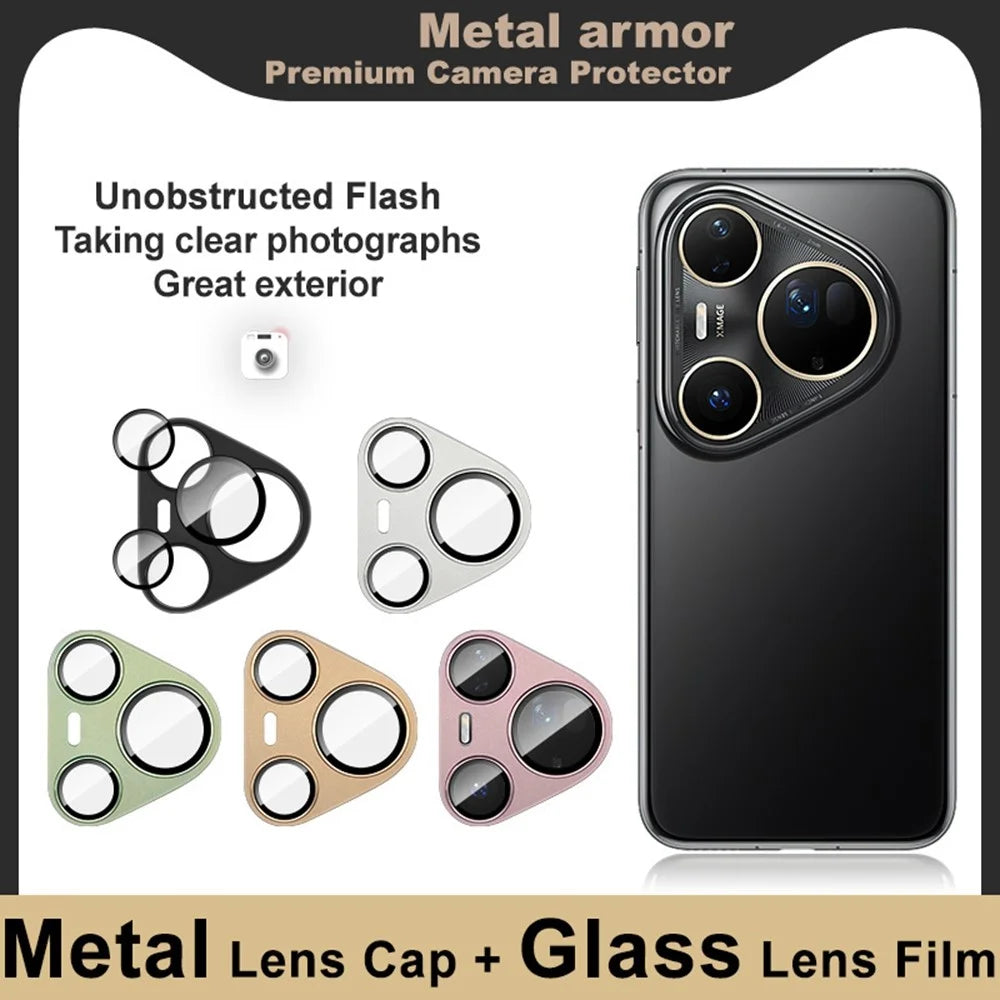 IMAK For Huawei Pura 80 Ultra Camera Lens Film Metal Lens Cap + Tempered Glass Lens Protector - Pink - 7
