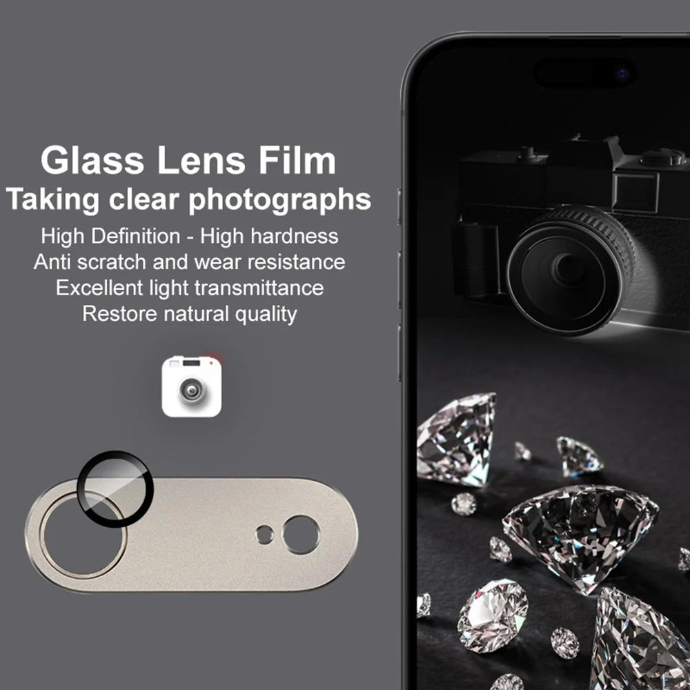 IMAK For iPhone Air Camera Lens Film Metal Lens Cap + Tempered Glass Lens Protector - Black - 7