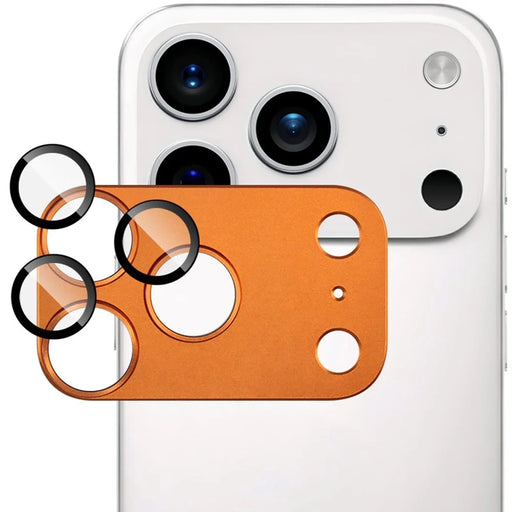 IMAK For iPhone 17 Pro Camera Lens Film Metal Lens Cap + Tempered Glass Lens Protector - Orange - 2