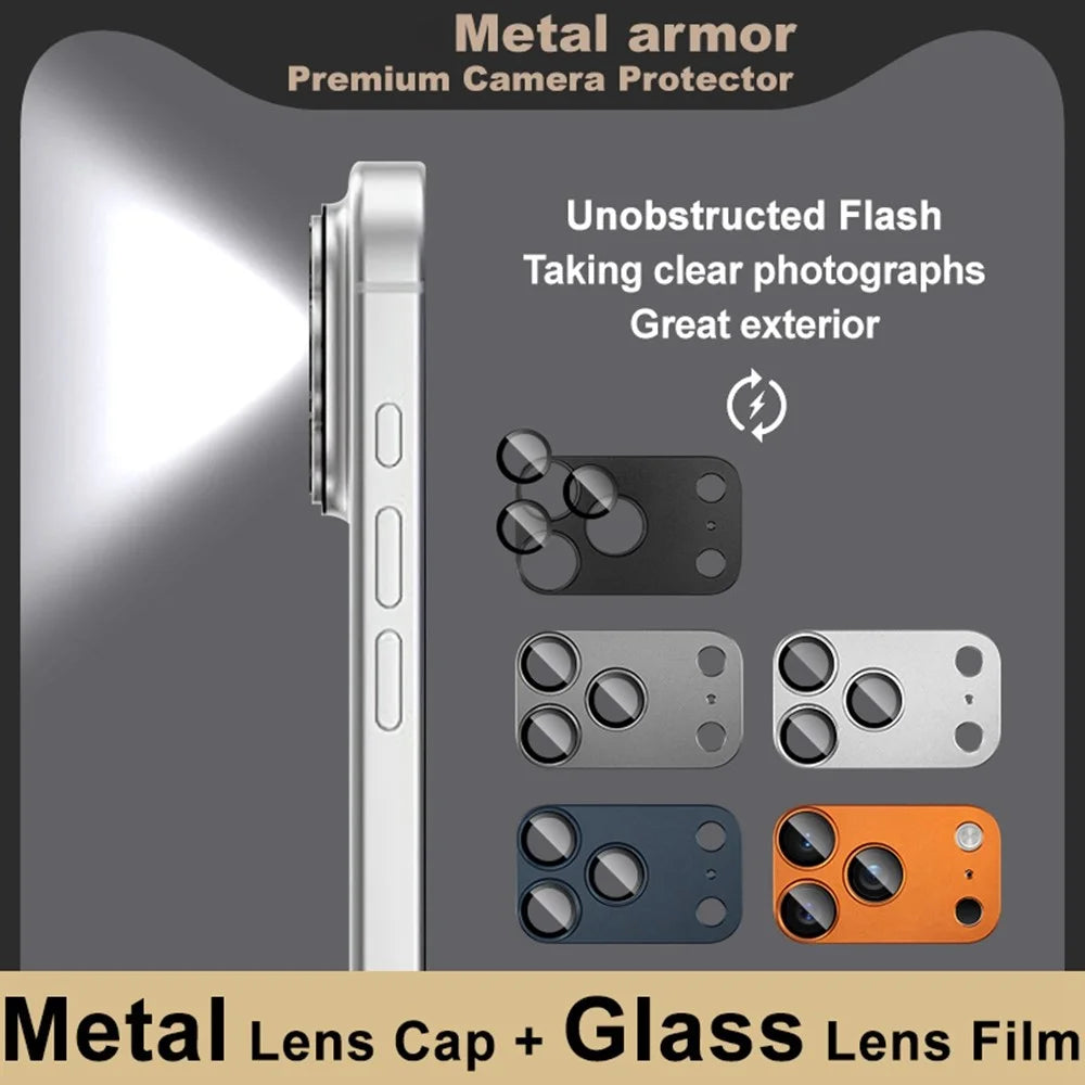 IMAK For iPhone 17 Pro Max Camera Lens Film Metal Lens Cap + Tempered Glass Lens Protector - Orange - 6