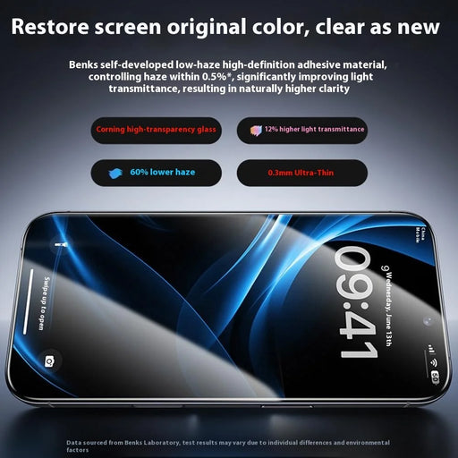 BENKS For iPhone 17 / 16 Pro Edge-Less Corning Gorilla Glass Ultra Clear Screen Protector - 2