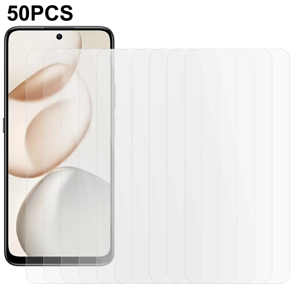 50Pcs Screen Protector For Honor 400 Smart 5G / 4G / X7d 4G , Full Glue Tempered Glass Clear Screen Film (No Package, with Wipes Set, Dust-absorber, Guide Sticker) - 1