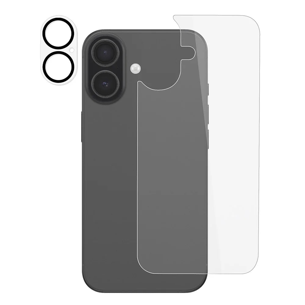 For iPhone 17 Tempered Glass Back Film 2.5D Arc Edge Back Protector + Black Circle Lens Film - 1