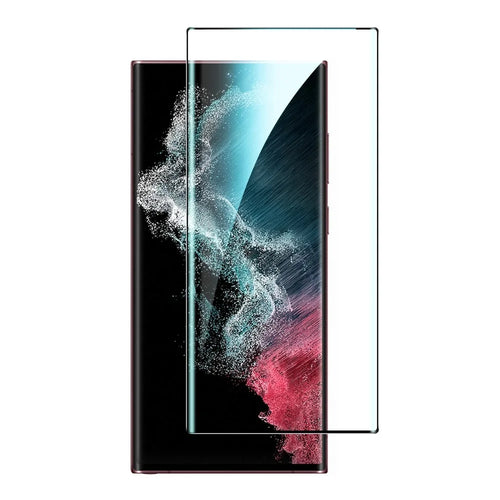 For Samsung Galaxy S22 Ultra 5G Side Glue Curved Tempered Glass Film Anti-explosion HD Clear Full Screen Protector - Black Edge - 1