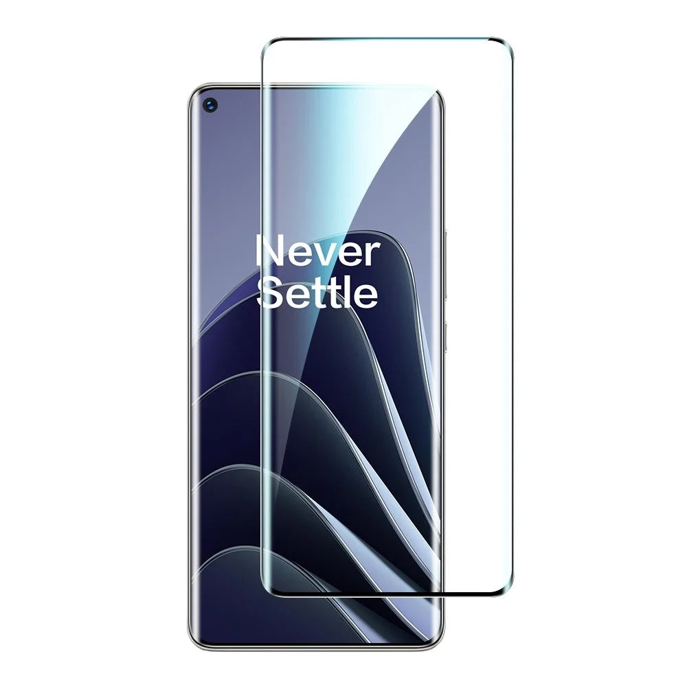 For OnePlus 10 Pro 5G / 9 Pro 5G Side Glue Curved Tempered Glass Screen Protector Explosion-proof Full Cover Film - Black Edge - 1