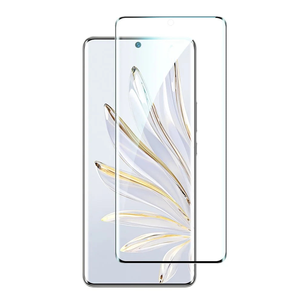 For Honor 70 Pro 5G Side Glue Curved Tempered Glass Film Anti-scratch Ultra Clear Full Screen Protector - Black Edge - 1