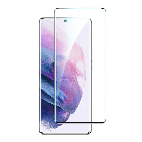 For Samsung Galaxy S21 4G / 5G Ultra Clear Full Screen Protector Sensitive Touch Side Glue Curved Tempered Glass Film - Black Edge - 1