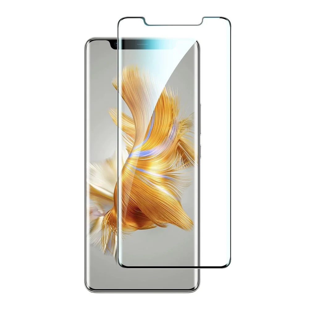 For Huawei Mate 50 Pro 4G Ultra Clear Curved Wear-resistant Full Coverage Tempered Glass Film Anti-fingerprint Side Glue Screen Protector - Black Edge - 1