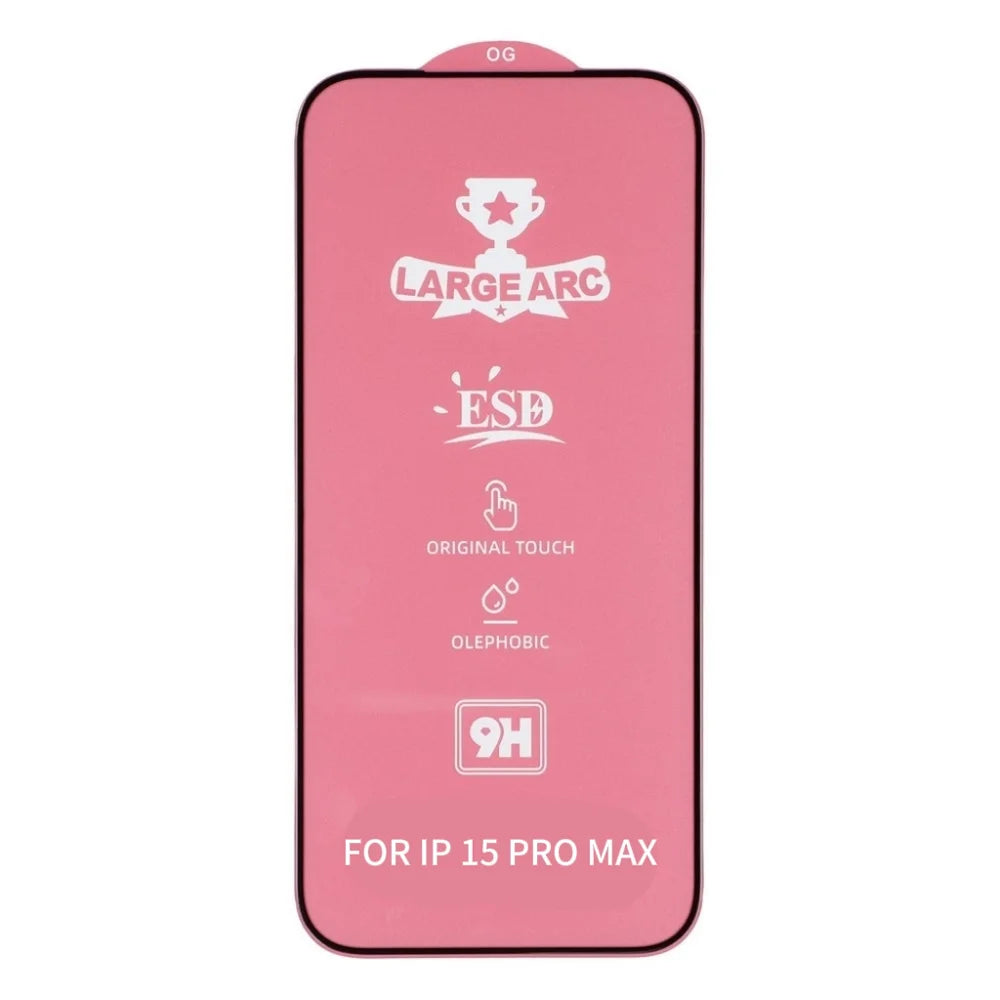 For iPhone 15 Pro Max Screen Protector High Aluminium-Silicon Glass Silk Printing HD Film - Black - 2