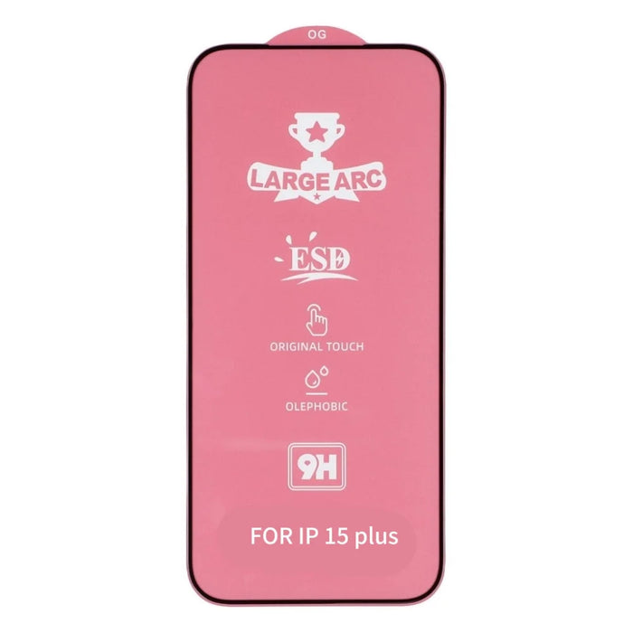 For iPhone 15 Plus Screen Protector High Aluminium-Silicon Glass Silk Printing HD Film - Black - 2