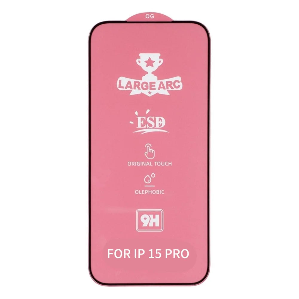 For iPhone 15 Pro Screen Protector High Aluminium-Silicon Glass Silk Printing HD Film - Black - 2