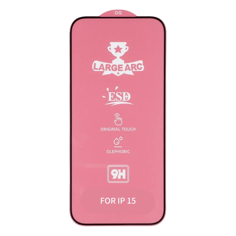 For iPhone 15 Screen Protector High Aluminium-Silicon Glass Silk Printing HD Film - Black - 2