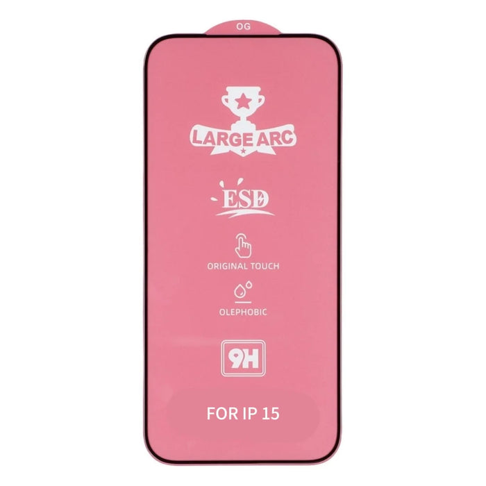 For iPhone 15 Screen Protector High Aluminium-Silicon Glass Silk Printing HD Film - Black - 2