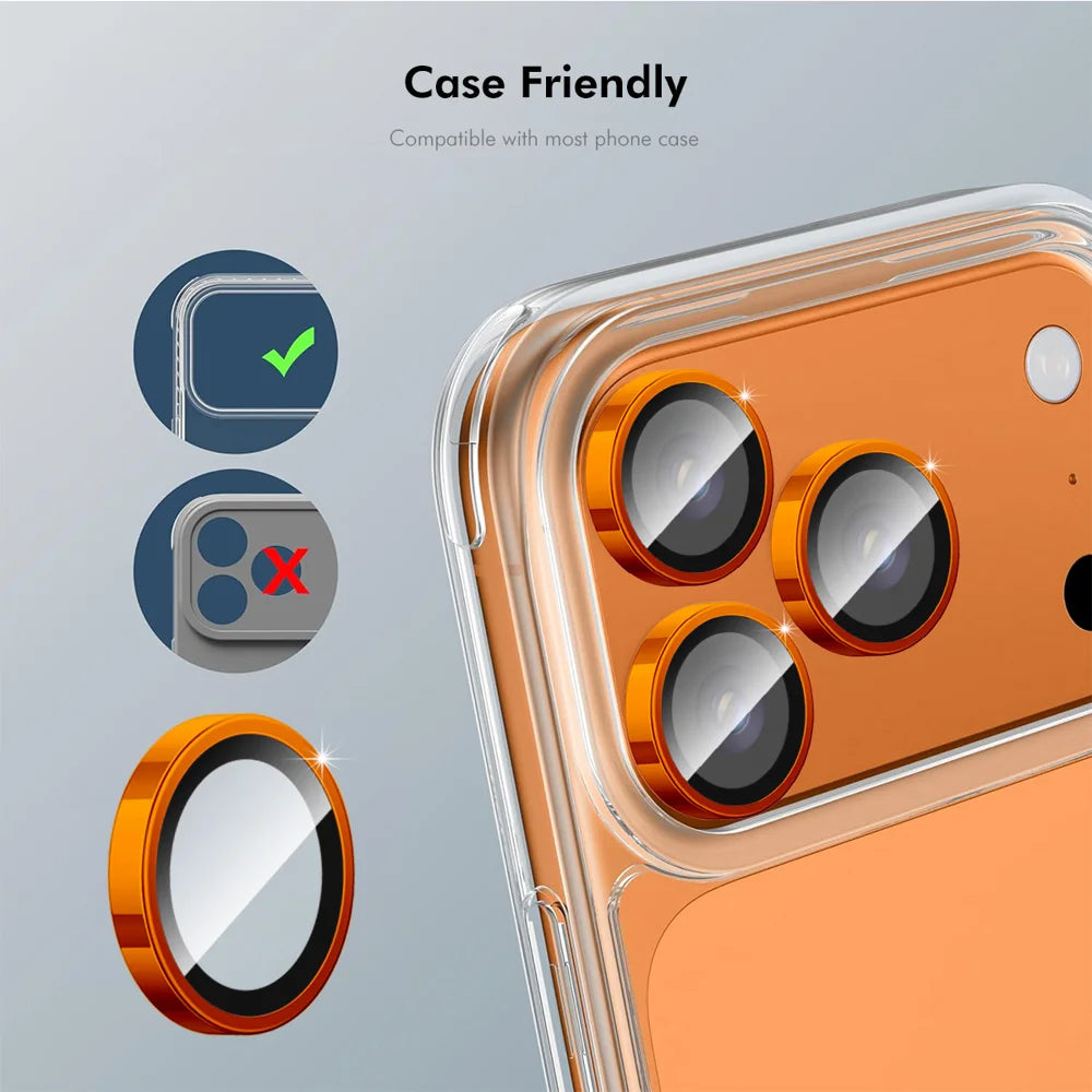 ENKAY HAT PRINCE For iPhone 17 Pro / iPhone 17 Pro Max Camera Lens Film   Tempered Glass+Aluminum Alloy Lens Protector - Orange - 3