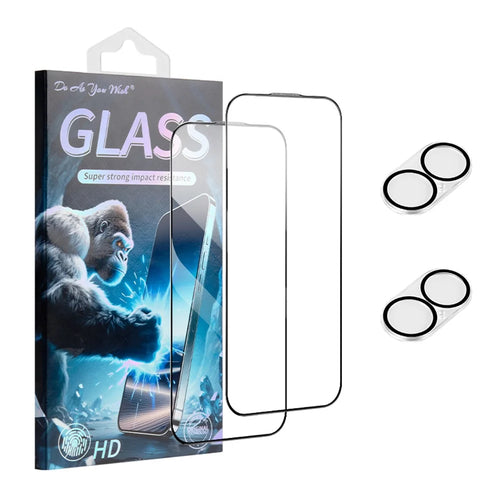 DO AS YOU WISH 2Pcs For iPhone 17 Silk Printing Full Glue High Aluminum-silicon Glass Film with 2Pcs AG Matte Lens Film - 1