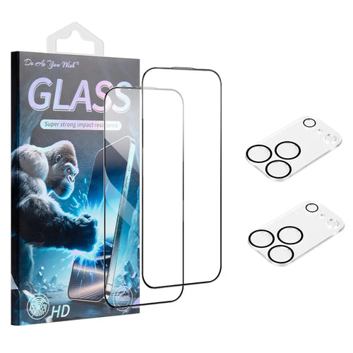 DO AS YOU WISH 2Pcs For iPhone 17 Pro Silk Printing Full Glue High Aluminum-silicon Glass Film with 2Pcs AG Matte Lens Film - 1