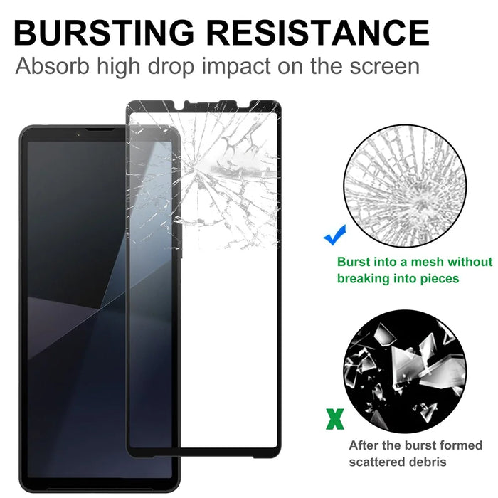 For Sony Xperia 10 VII AGC Tempered Glass with Black Edge Full Glue Full Coverage Screen Protector - 4