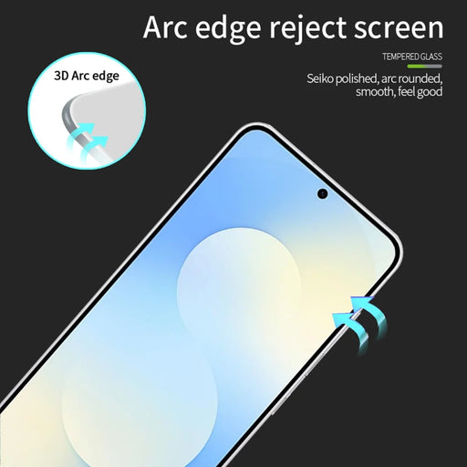 PINWUYO For Samsung Galaxy S25 FE Tempered Glass Film  Explosion-proof 9H 3D Full Screen Protector - Black - 2