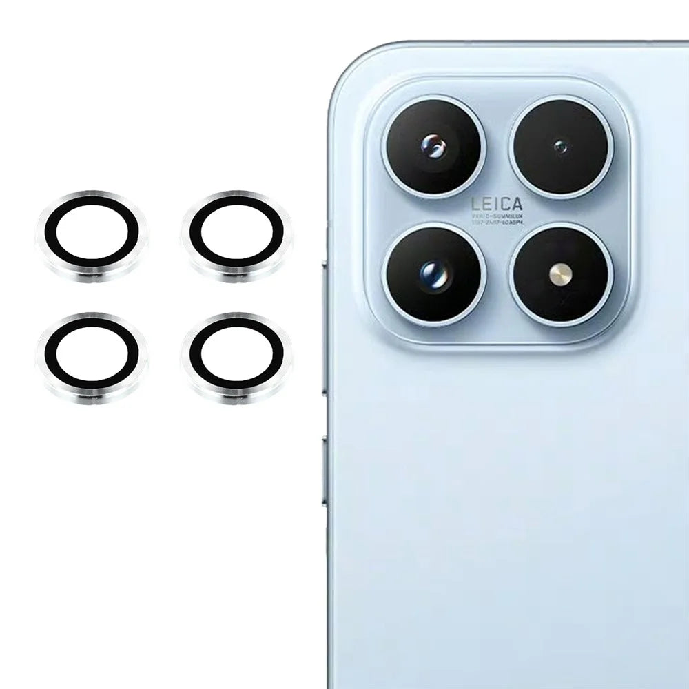 For Xiaomi 17 1 Set Camera Lens Protector Metal Frame + Tempered Glass Lens Film (NOT Complete Covering) - Silver - 1