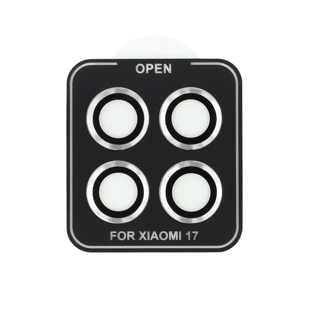 For Xiaomi 17 1 Set Camera Lens Protector Metal Frame + Tempered Glass Lens Film (NOT Complete Covering) - Silver - 4