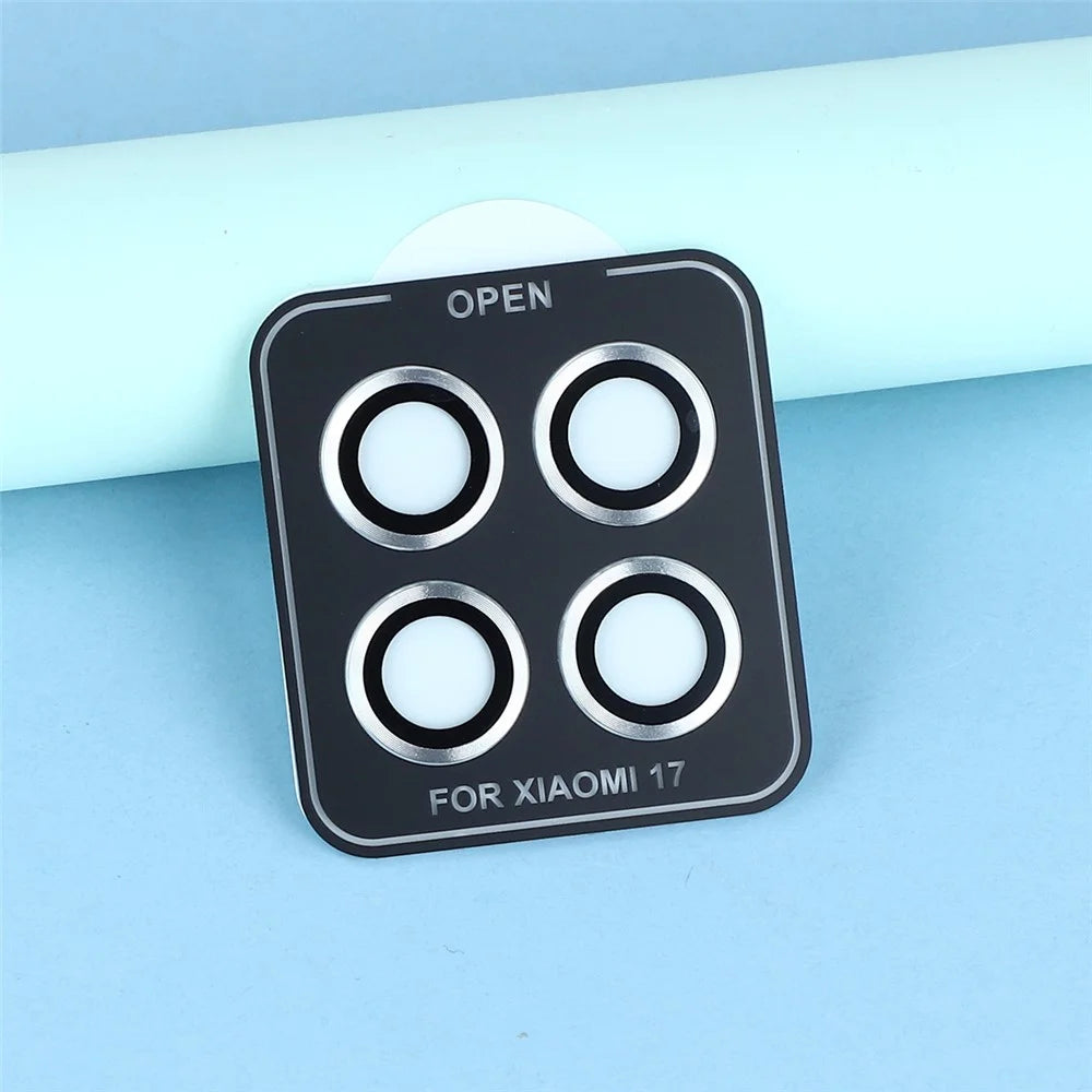 For Xiaomi 17 1 Set Camera Lens Protector Metal Frame + Tempered Glass Lens Film (NOT Complete Covering) - Silver - 5