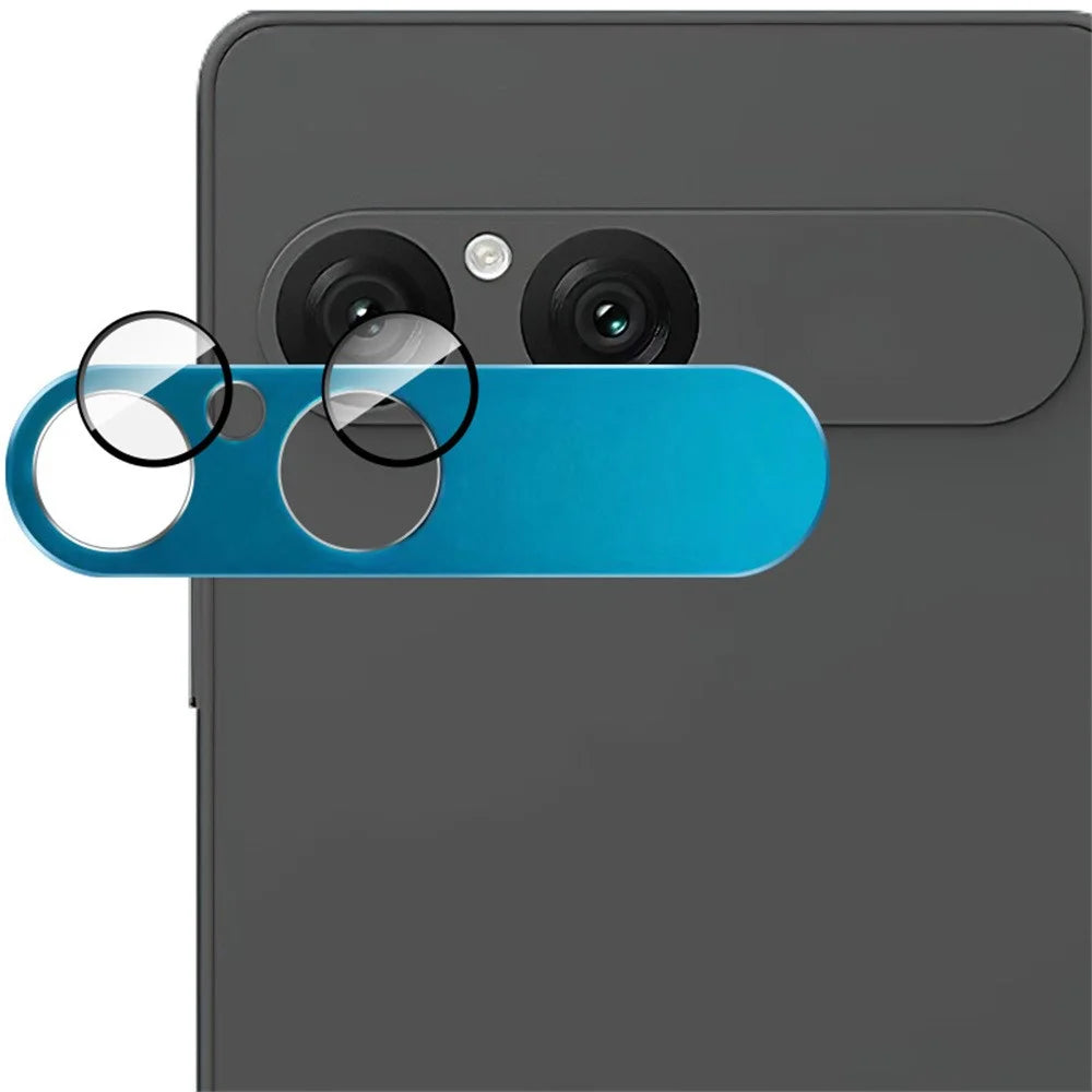 IMAK For Sony Xperia 10 VII Full Coverage Camera Lens Film Metal Lens Cap + Tempered Glass Lens Protector - Blue - 1