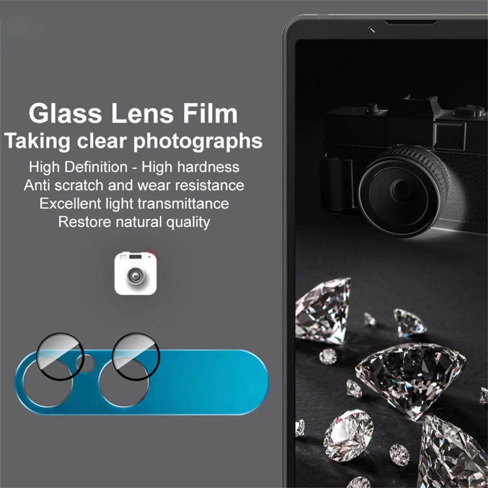 IMAK For Sony Xperia 10 VII Full Coverage Camera Lens Film Metal Lens Cap + Tempered Glass Lens Protector - Blue - 3
