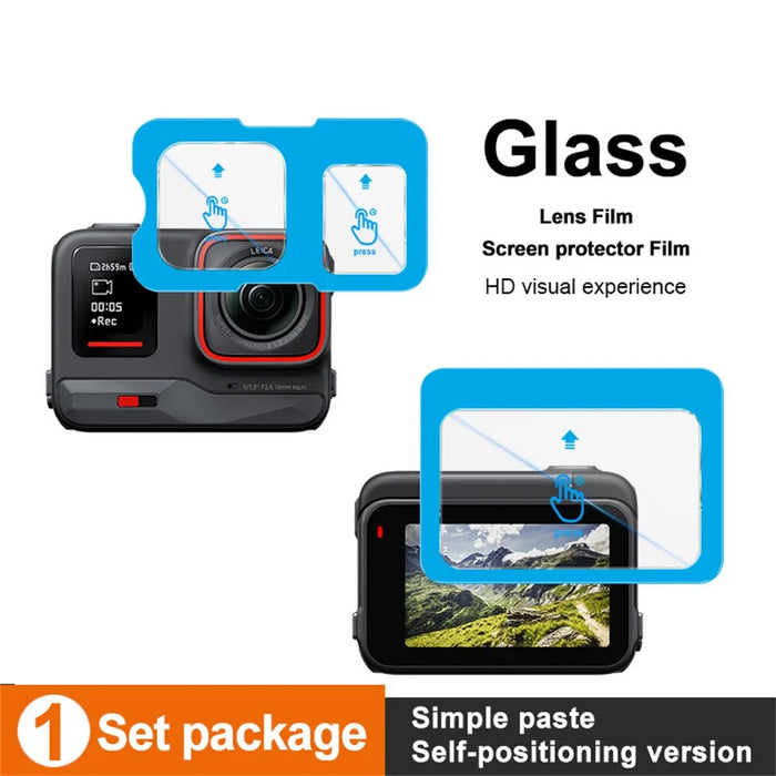 IMAK For Insta360 Ace Pro Tempered Glass Screen Protector + Lens Film Set with Self Positioning Frame - 3