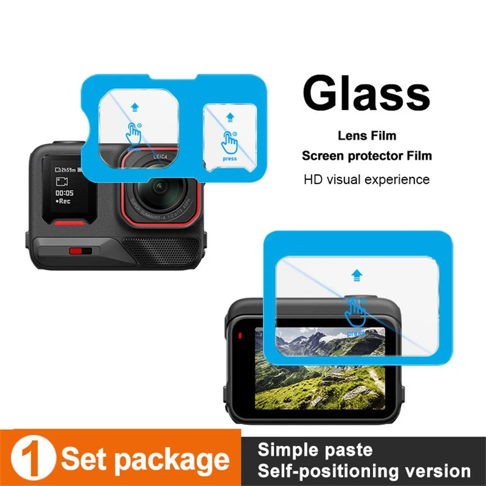 IMAK For Insta360 Ace Pro 2 Tempered Glass Screen Protector + Lens Film Set with Self Positioning Frame - 3