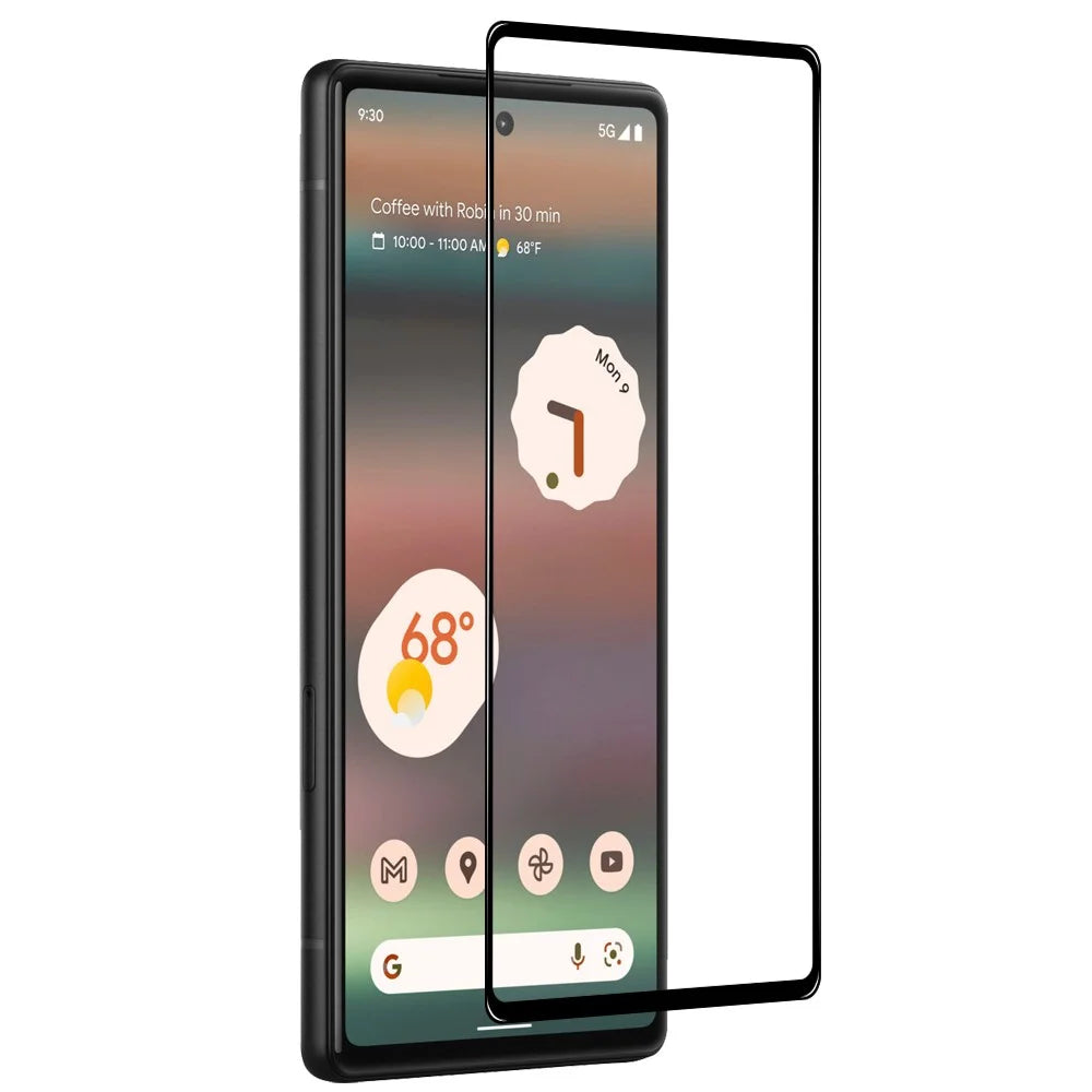 NORTHJO A+ Silk Printing High Aluminum-silicon Glass Film for Google Pixel 6a, 0.3mm 2.5D Anti-explosion Full Glue Full Screen Protector - Black - 3