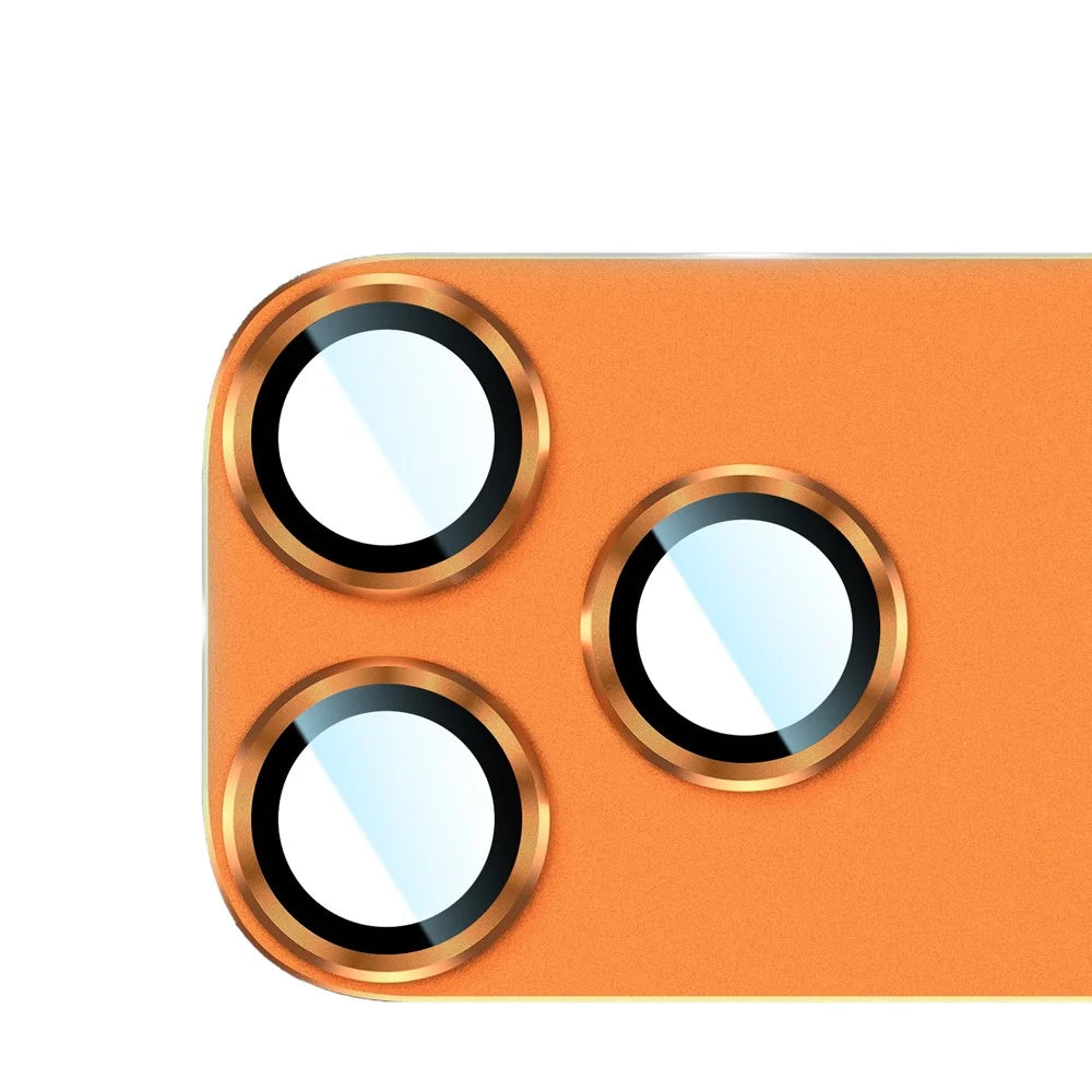 RURIHAI For iPhone 17 Pro Max Matte Full Coverage Camera Lens Protector Titanium Alloy Frame Tempered Glass Lens Film - Orange - 2