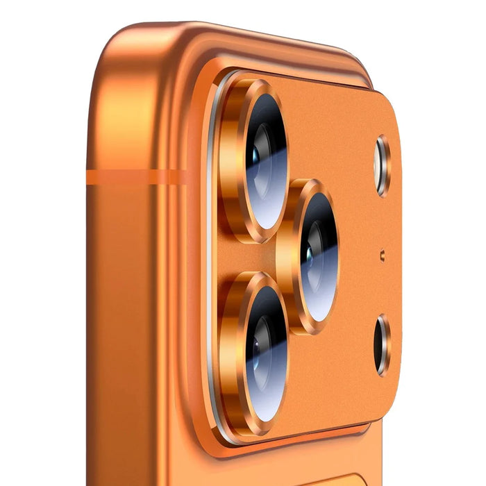 RURIHAI For iPhone 17 Pro Max Matte Full Coverage Camera Lens Protector Titanium Alloy Frame Tempered Glass Lens Film - Orange - 3
