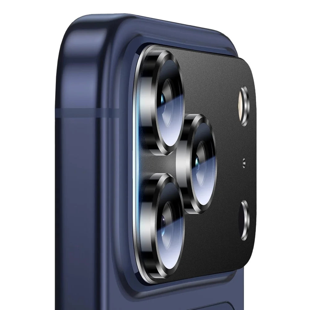 RURIHAI For iPhone 17 Pro Matte Full Coverage Camera Lens Protector Titanium Alloy Frame Tempered Glass Lens Film - Black - 3