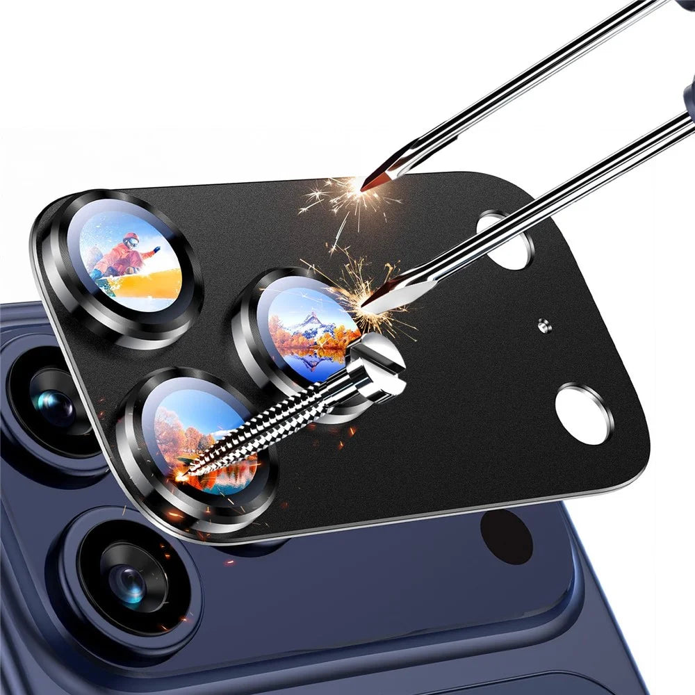 RURIHAI For iPhone 17 Pro Matte Full Coverage Camera Lens Protector Titanium Alloy Frame Tempered Glass Lens Film - Black - 4